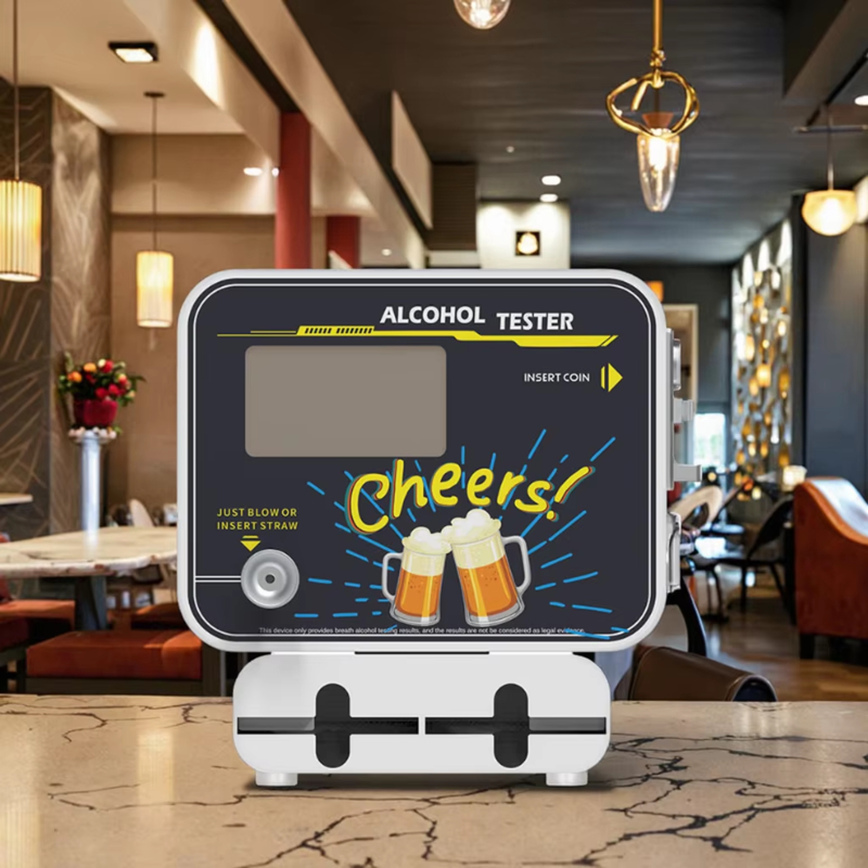 AT329 Wall-mounted Alcohol Tester with Nayax Card & Coin Payment, 7-inch Touch Screen for Ads Display